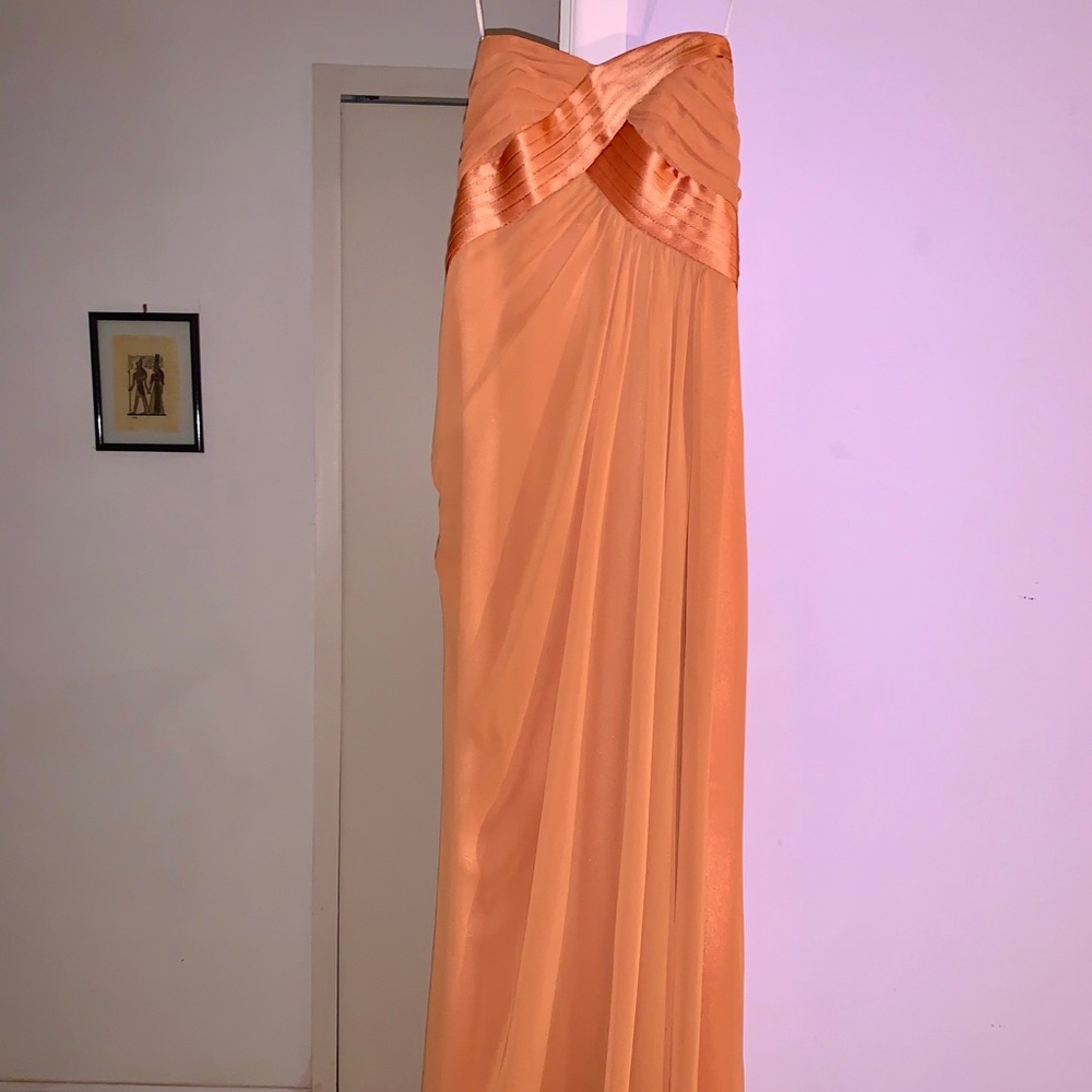Orange Satin Floor Length Dress